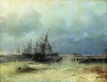 fleeing from the storm 1872 Romantic Ivan Aivazovsky Russian Oil Paintings